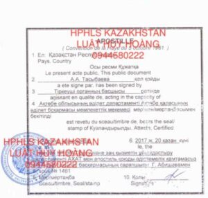 HỢP PHÁP HOÁ LÃNH SỰ KAZAKHSTAN (CA-DẮC-XTAN)