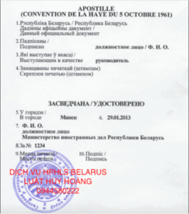 DỊCH VỤ HỢP PHÁP HOÁ LÃNH SỰ BELARUS